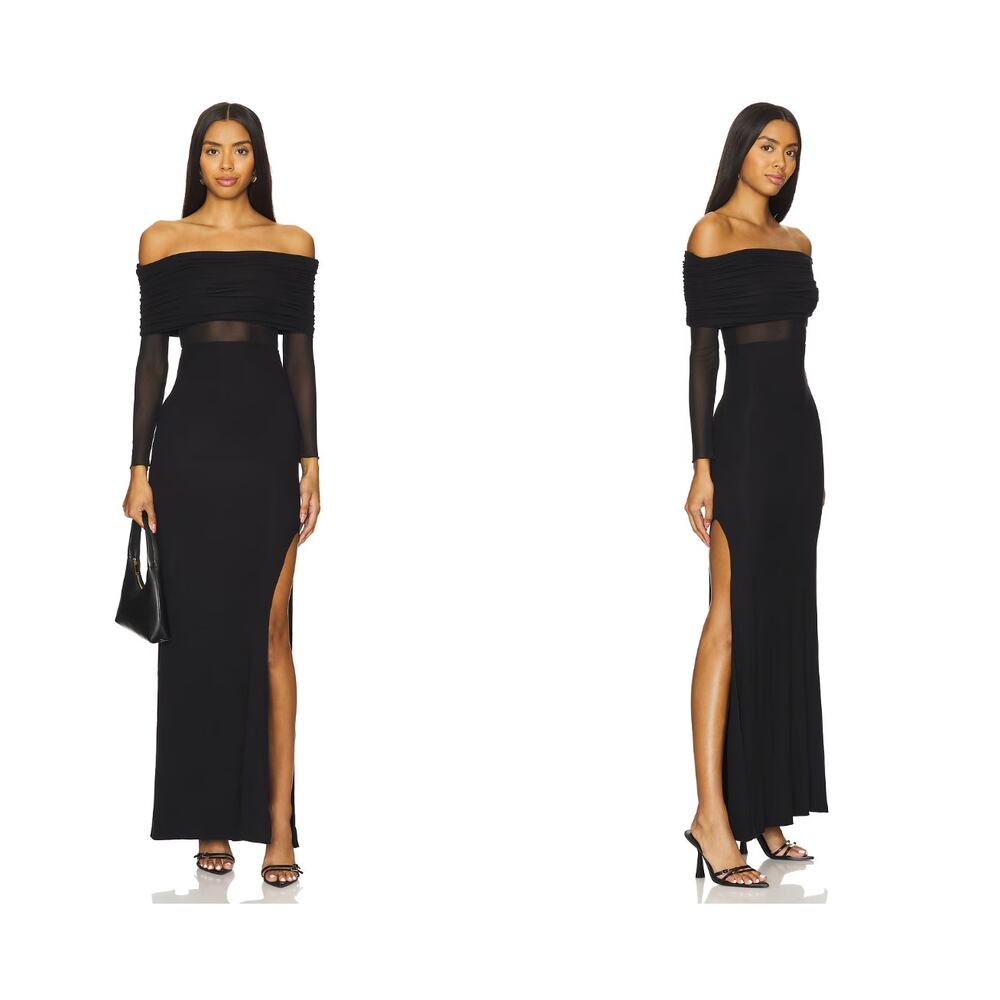 RTA Zadie Long Sleeve Maxi Dress in Black